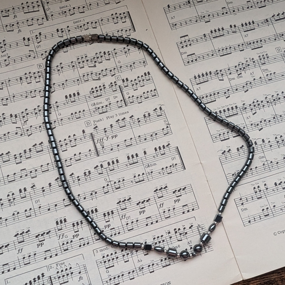 Black Silver Beaded Necklace